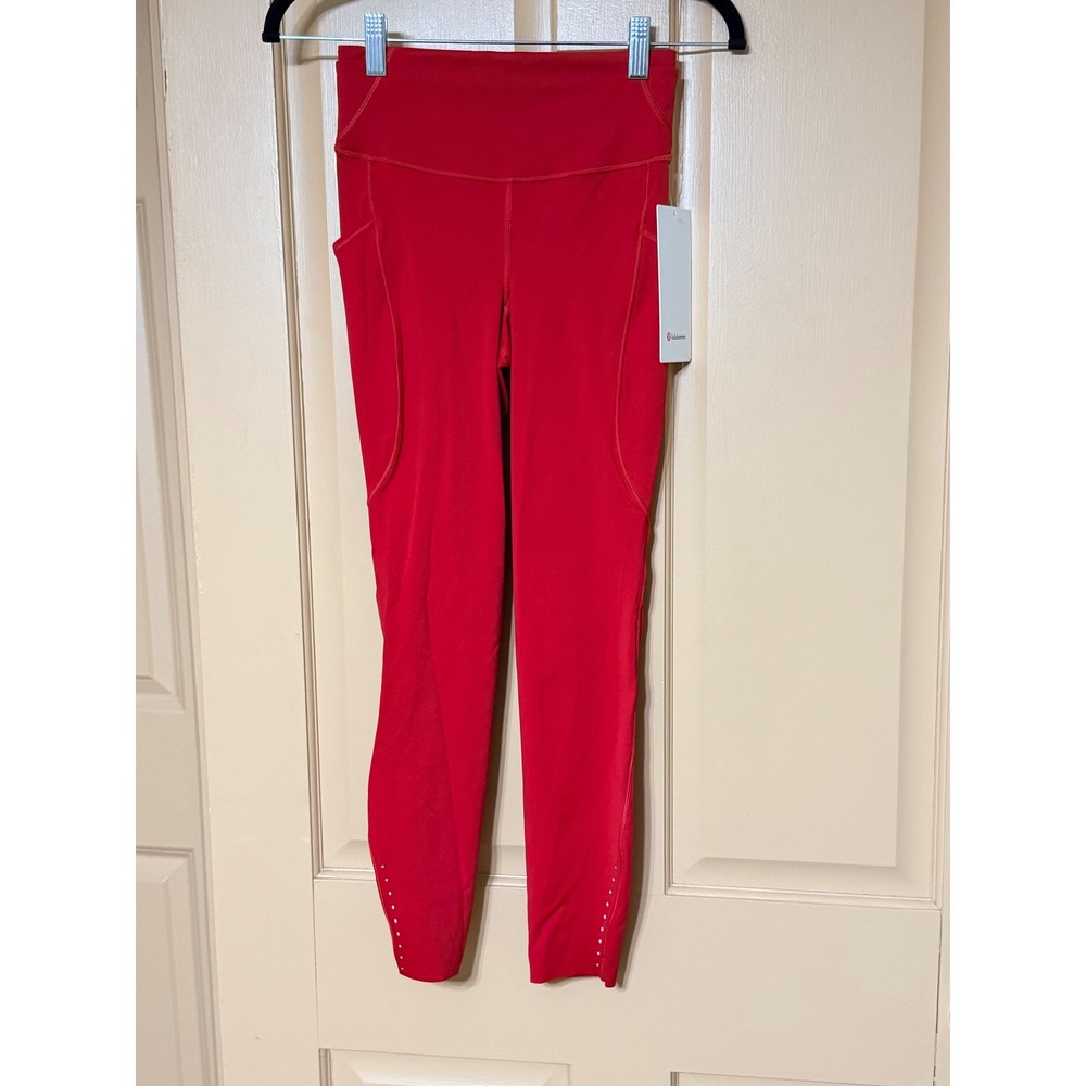 Lululemon Fast and Free HR Tight 25 Pockets Dark Red Nulux Leggings LW5FARS 4